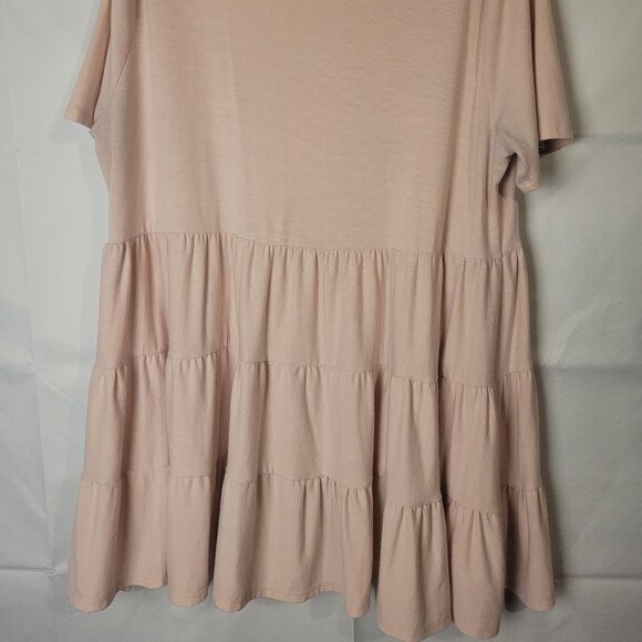 Zenana Premium Light Pink Short Sleeve Pleated Blouse Top Plus Size 2X rayon - Picture 3 of 3